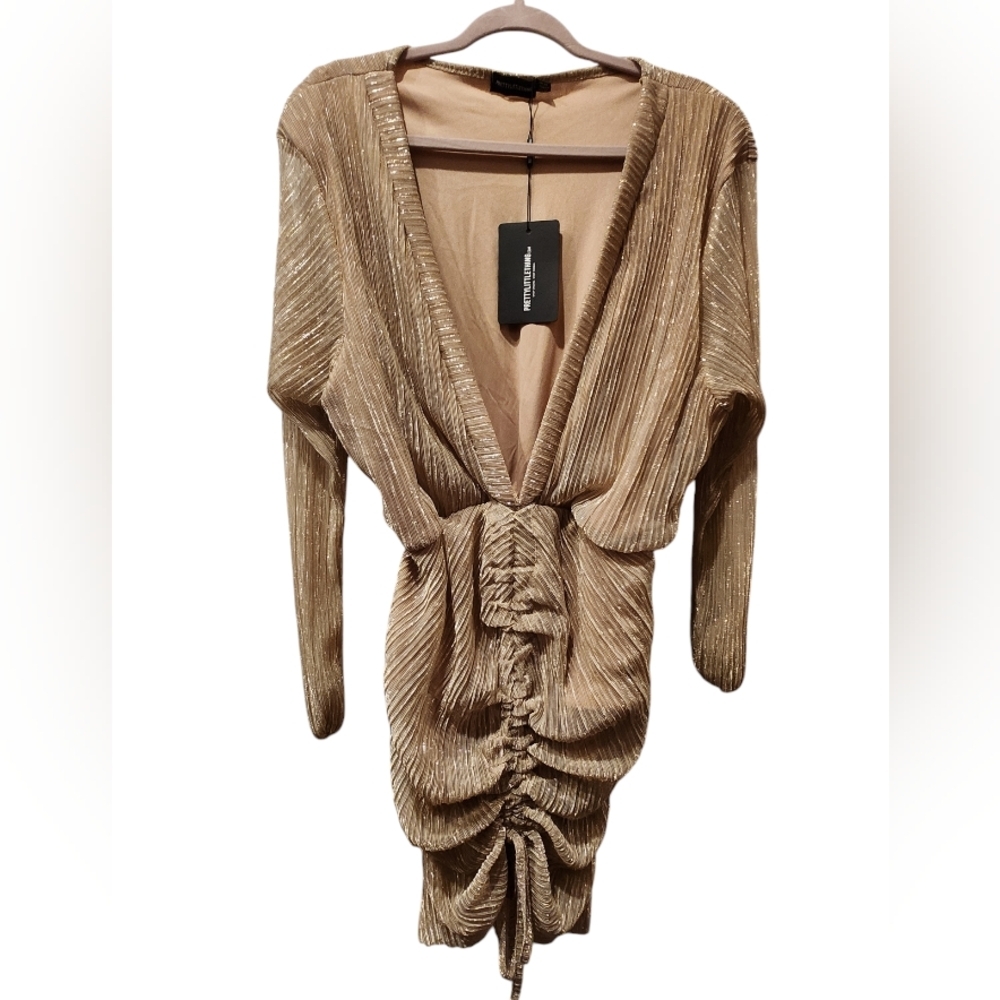 PrettyLittleThing Gold Dress - Picture 5 of 6